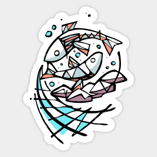 Five breads and two fishes religious illustration Sticker